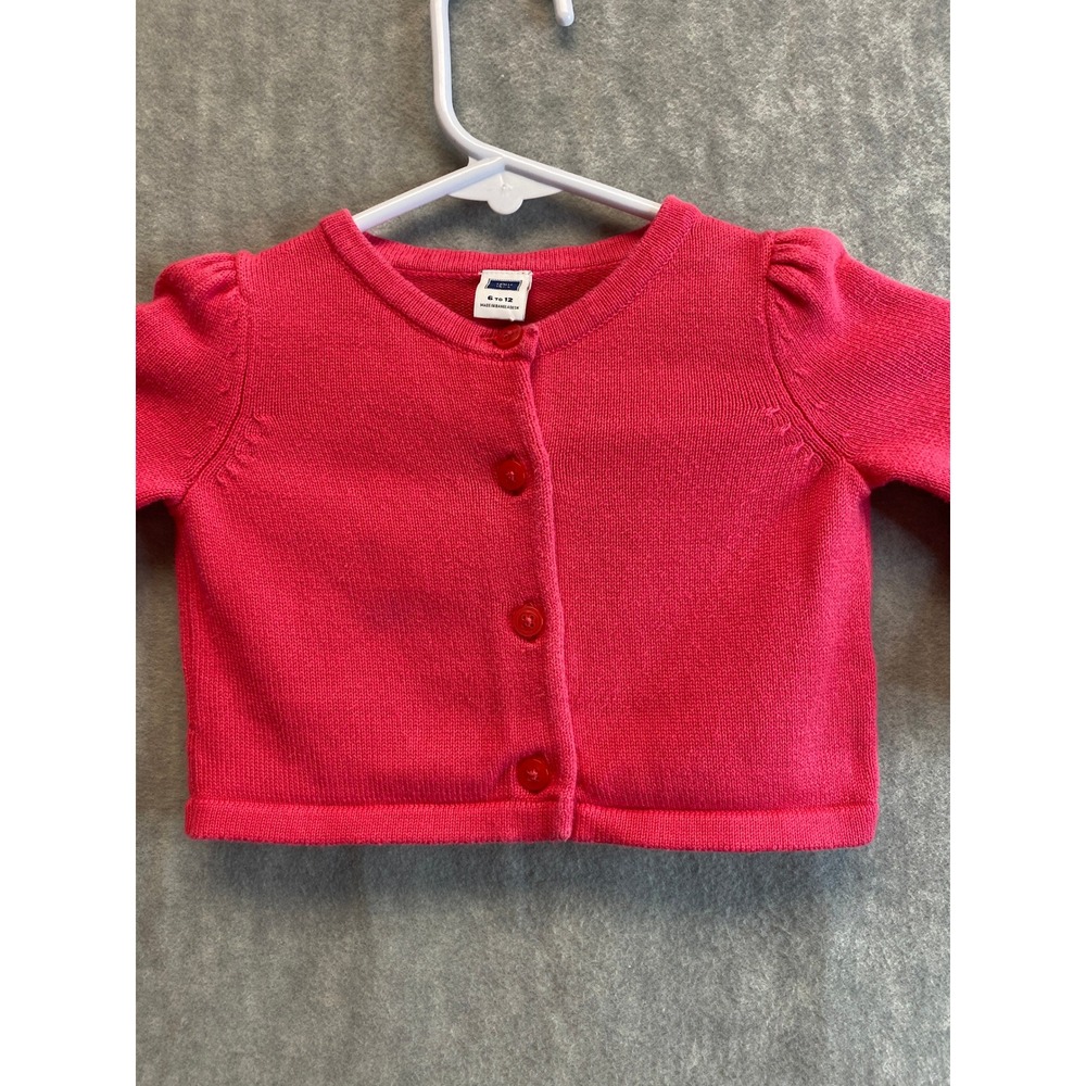 Janie and Jack Pink Long Sleeve Bow Cuff Cardigan Baby Girl 6-12 Months